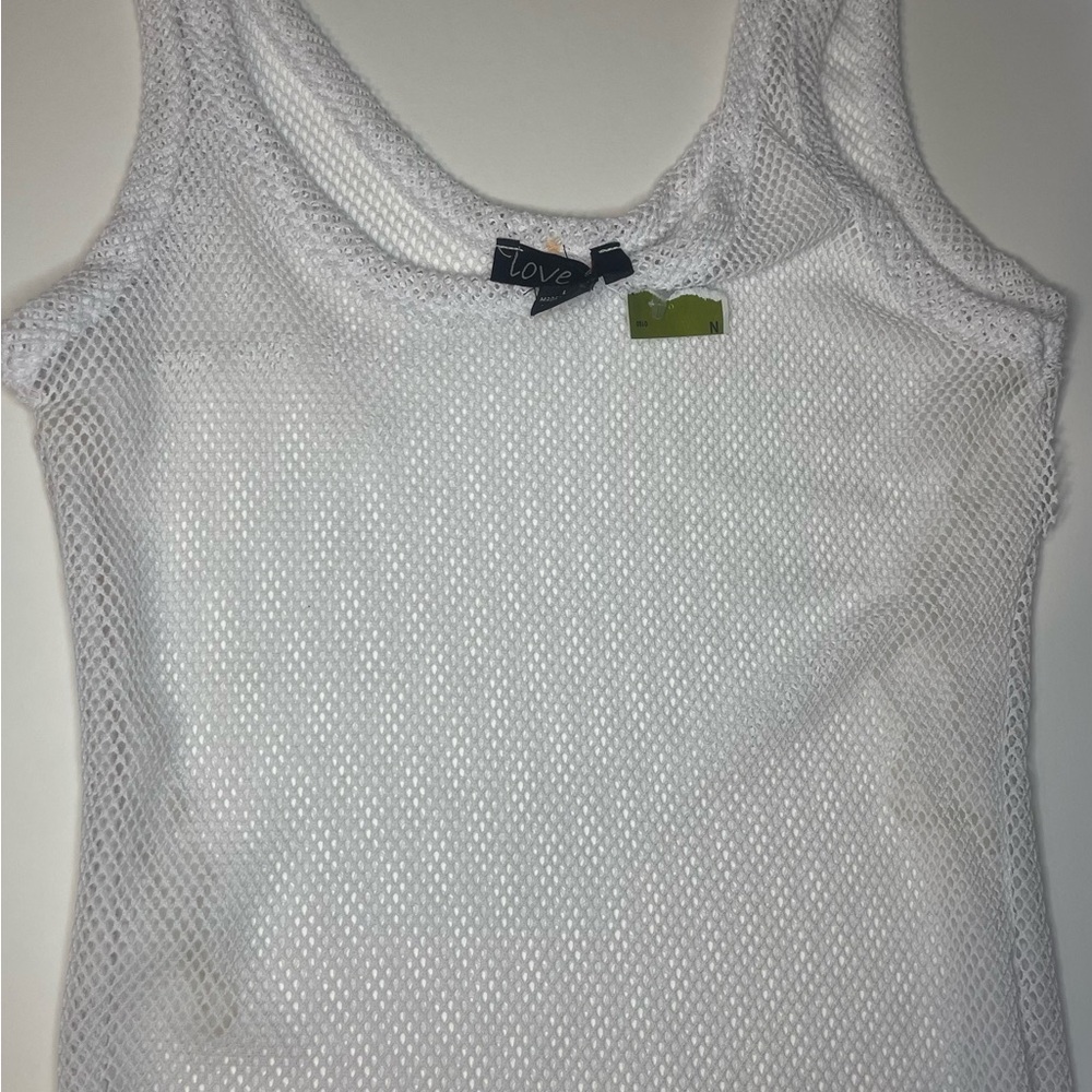 New Large white mesh mini skirt cover up with ties. New with tag